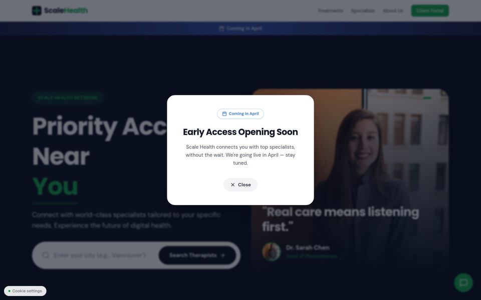 Sole early-access portal on Scale Health.